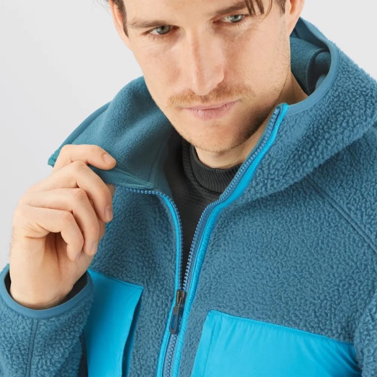 Turquoise Salomon Essential Warm Teddy Men's Jackets | IE LM1362